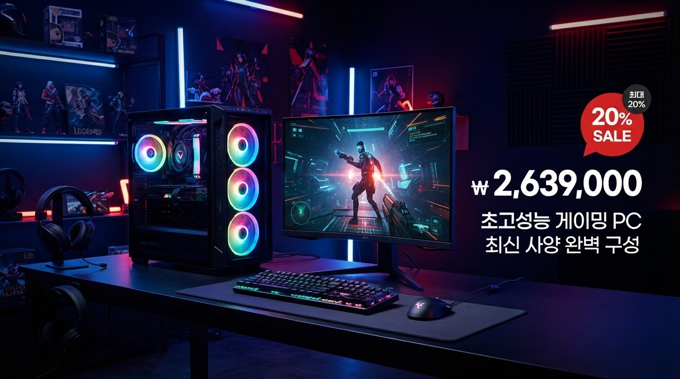피씨오브플레이어 게이밍 조립PC 화이트 RTX 5060 Ti R 가격 배너 — 2,639,000원 특가
