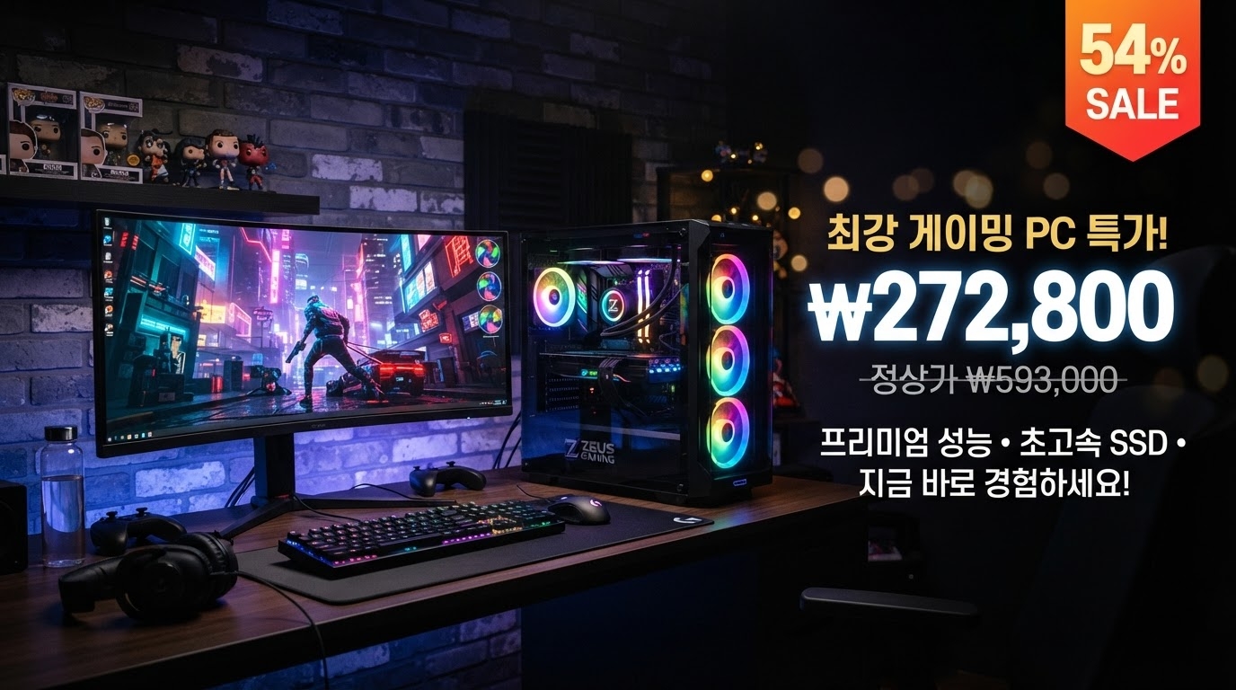 (50대 한정) i5 조립 게이밍PC 롤 오버워치 발로란트 가격 배너 — 272,800원 특가