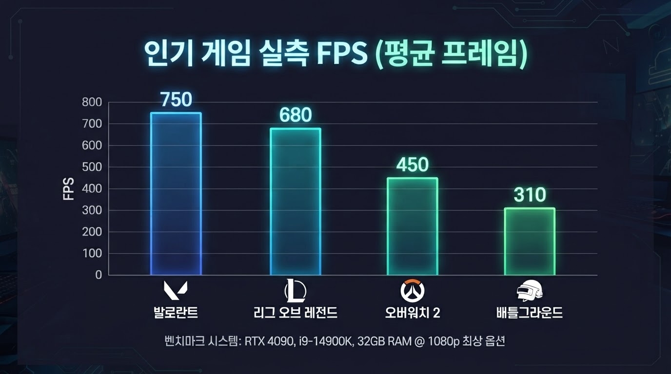 정보 없음 게임별 실측 FPS 차트 — FHD 기준