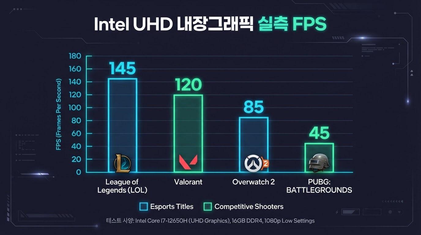 Intel UHD 내장그래픽 게임별 실측 FPS 차트 — FHD 기준