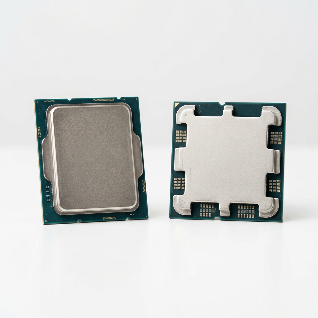 인텔과 AMD CPU 두 제품이 나란히 놓인 비교 이미지