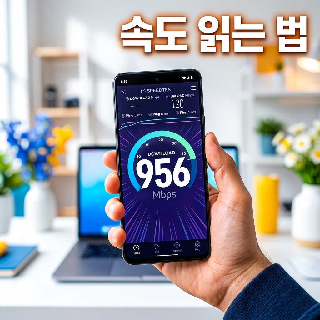 공유기에 랜선을 직접 연결해 인터넷 속도를 측정하는 모습