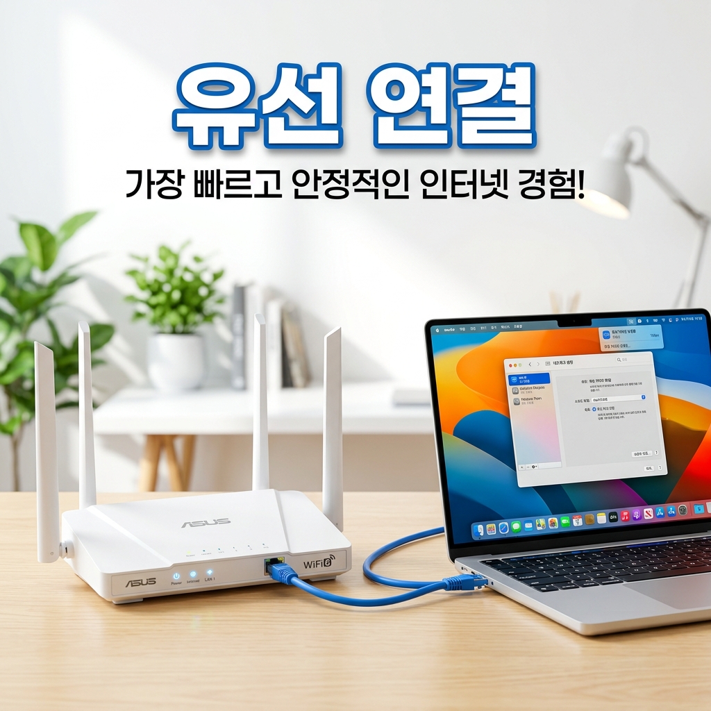 속도 저하 원인을 유선·와이파이·공유기 순서로 점검하는 과정을 표현한 이미지