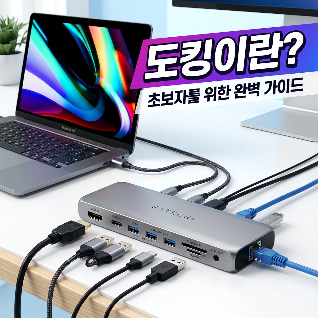 노트북 USB-C 포트 옆의 썬더볼트 번개 아이콘과 DisplayPort 아이콘을 비교해 보여주는 모습