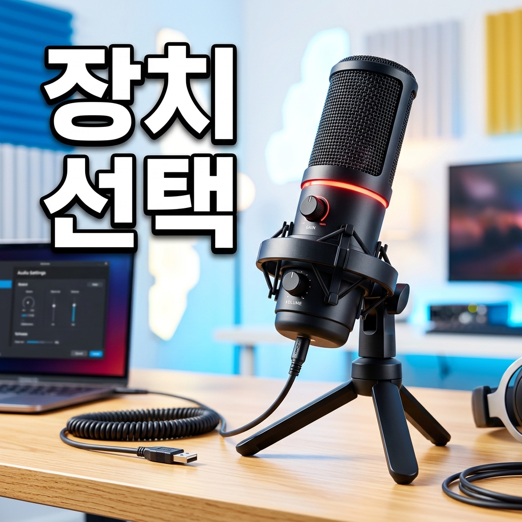 윈도우 소리 설정의 입력 장치 목록에서 기본 마이크를 선택하는 화면