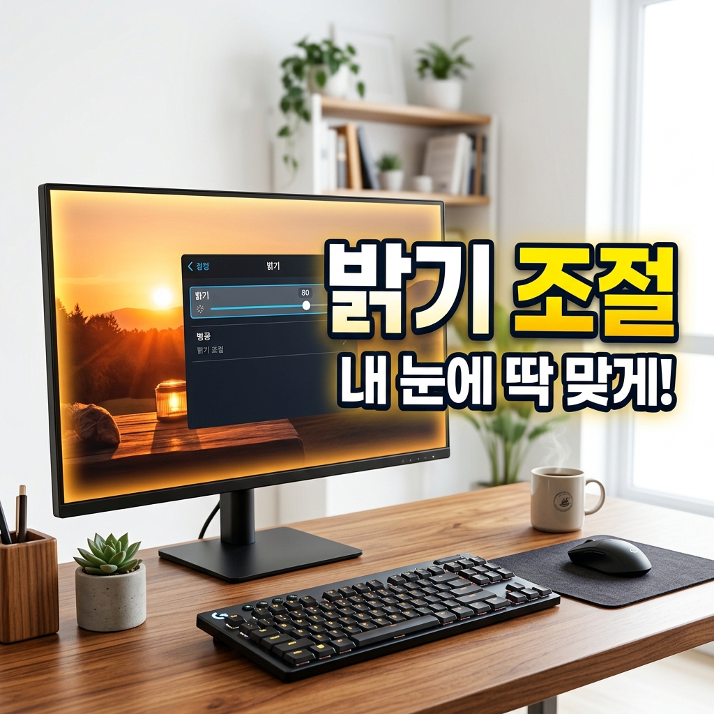 플리커프리와 저청색광 모드를 켠 모니터 OSD 메뉴