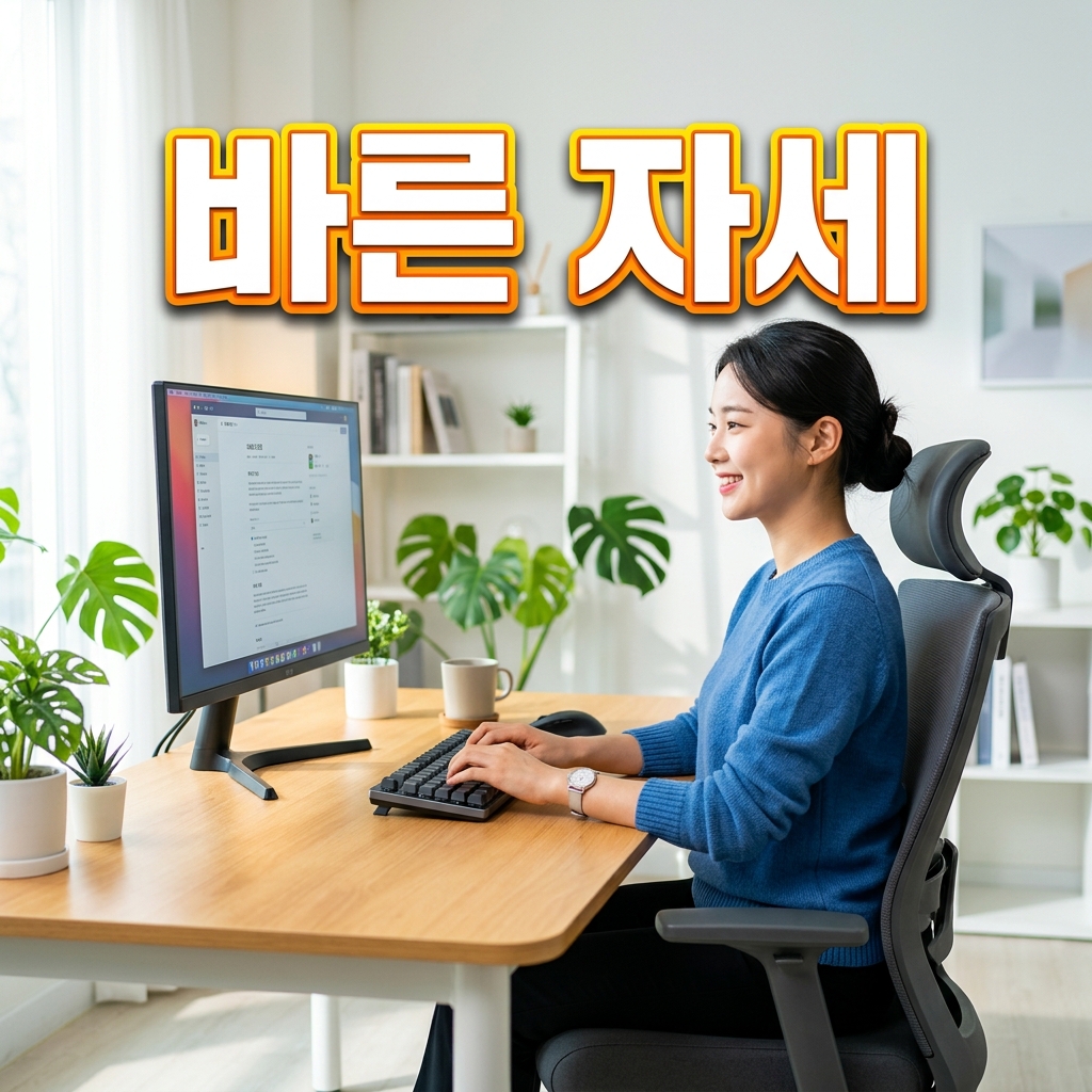 눈높이에 맞춘 모니터와 올바른 시야 거리 자세