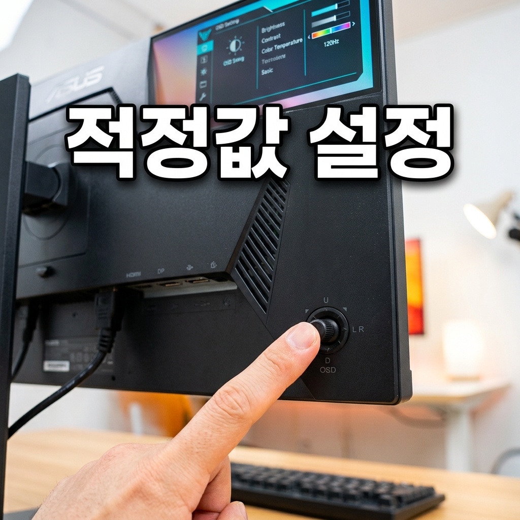 빠르게 움직이는 물체 뒤로 밝은 테두리 형태의 역잔상이 나타난 모니터 화면 비교