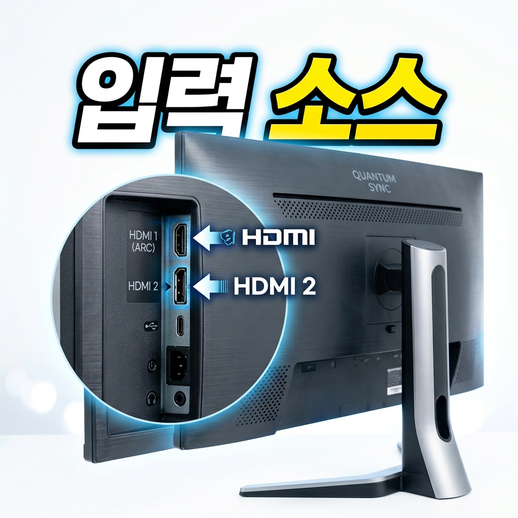 데스크탑 본체 뒷면에서 메인보드 내장 포트와 그래픽카드 외장 포트의 위치 차이를 보여주는 모습
