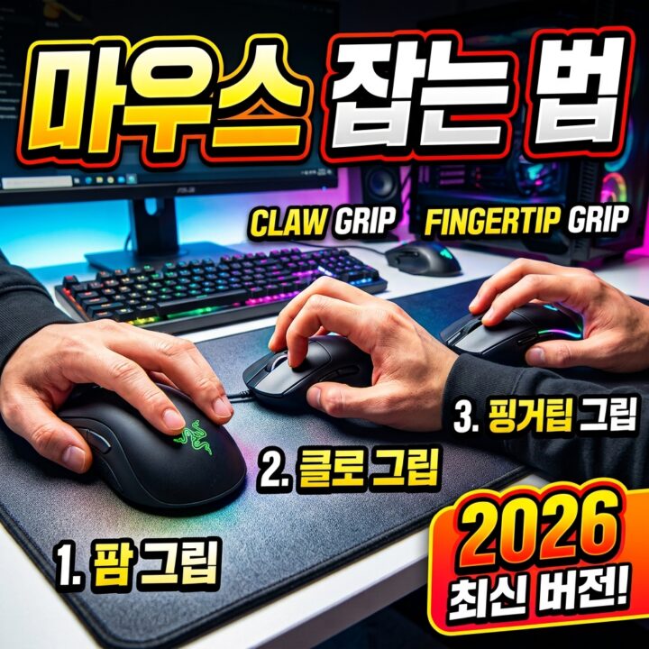 마우스 그립법 완벽 정리 — 팜·클로·핑거와 손 크기별 마우스 고르는 법