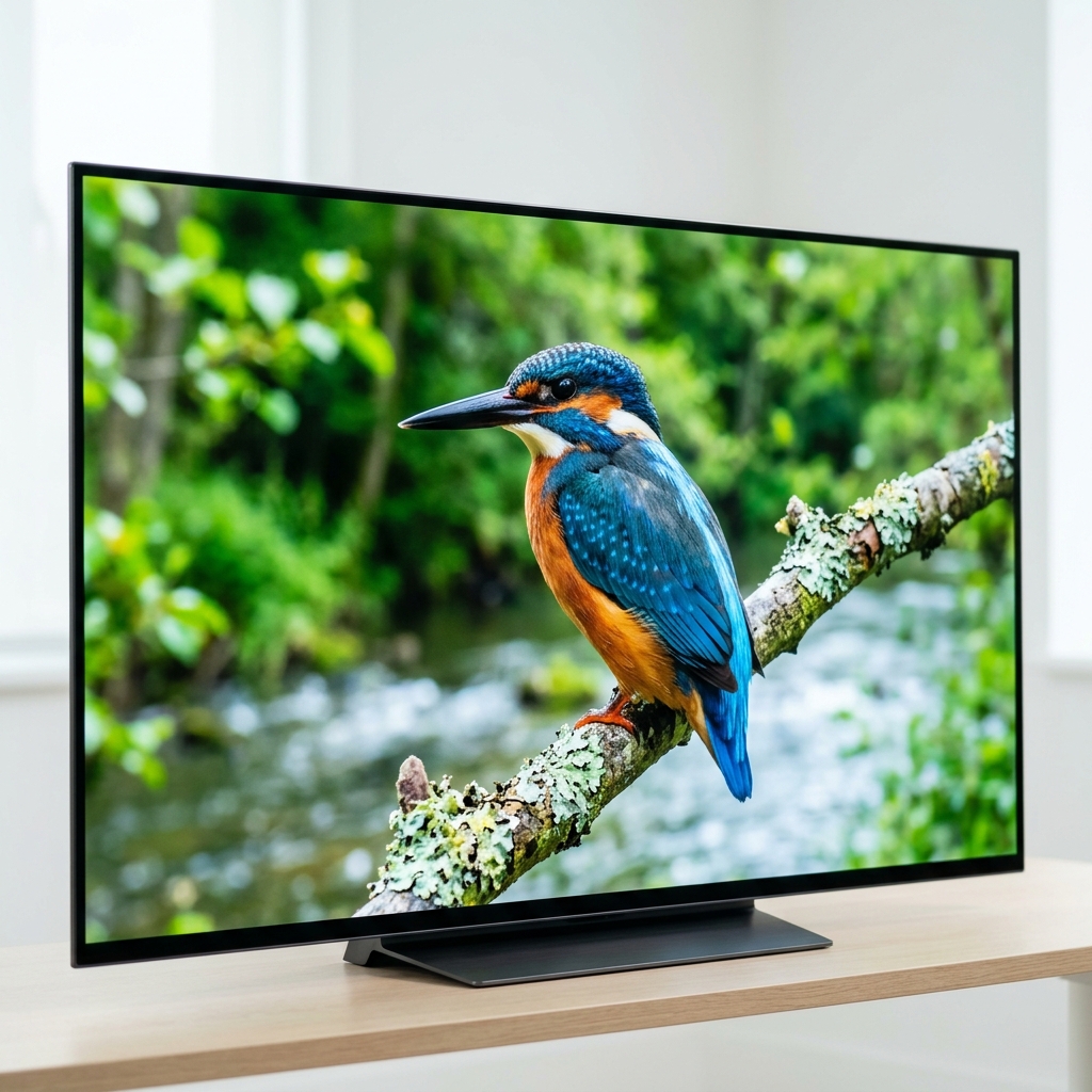 OLED 자발광 픽셀이 로고 영역에서 국부적으로 노화되는 원리를 보여주는 이미지