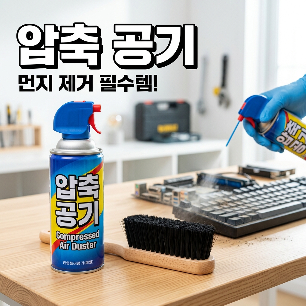 전면 흡기와 후면·상단 배기로 양압을 만든 PC 케이스 내부 공기 흐름 다이어그램