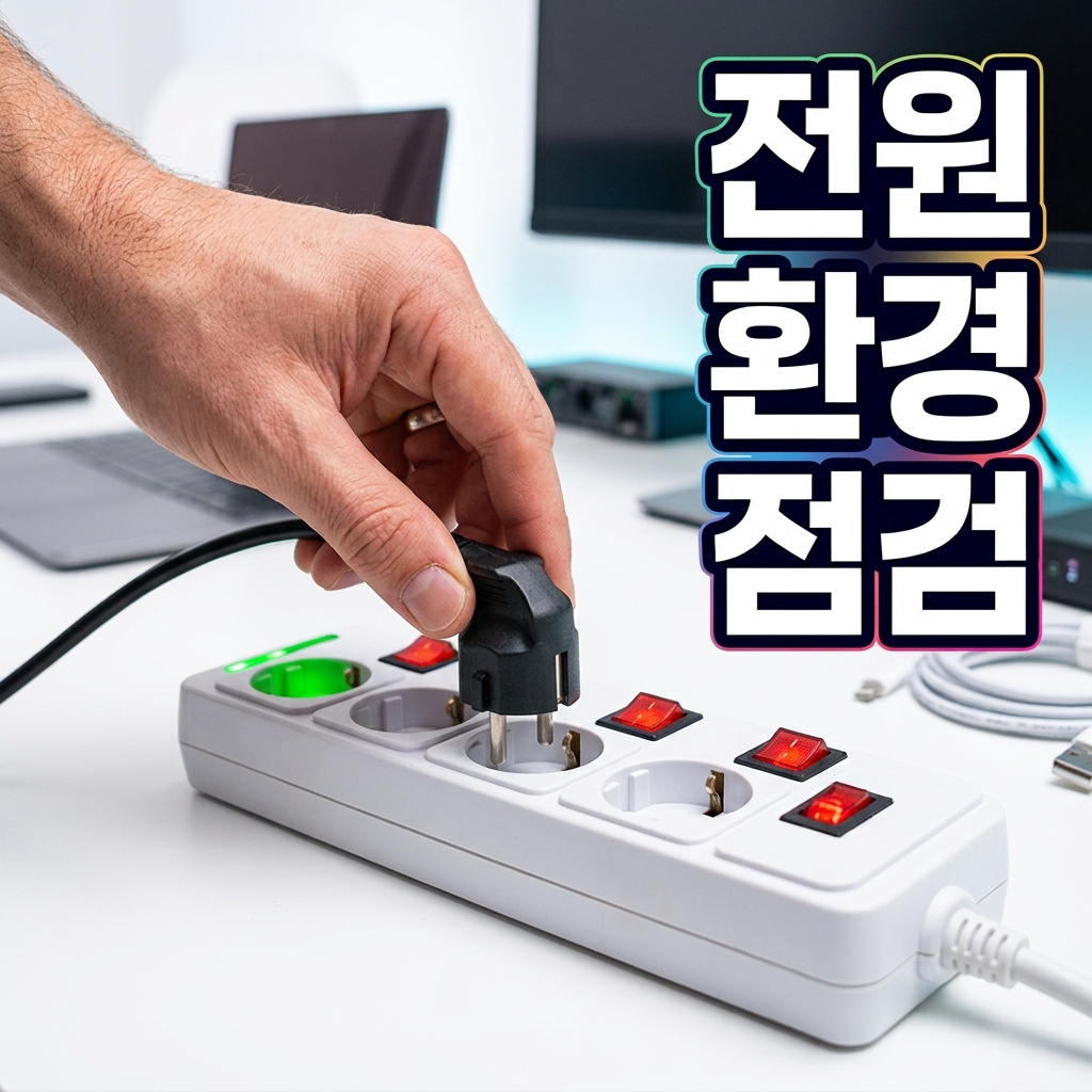 메인보드 24핀과 그래픽카드 보조전원 케이블을 다시 눌러 체결하는 과정