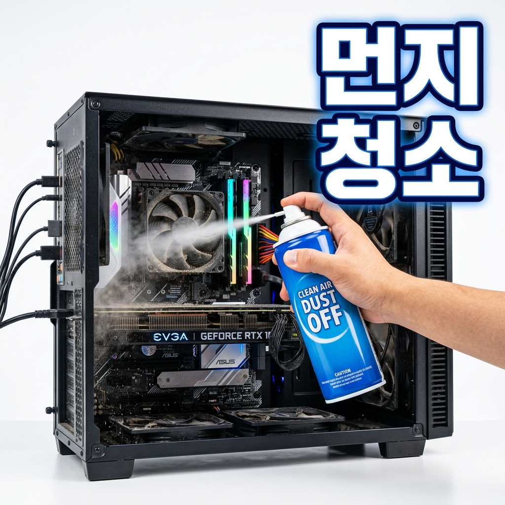데스크탑 메인보드에서 RAM 모듈을 분리해 접점을 점검하고 다시 장착하는 모습