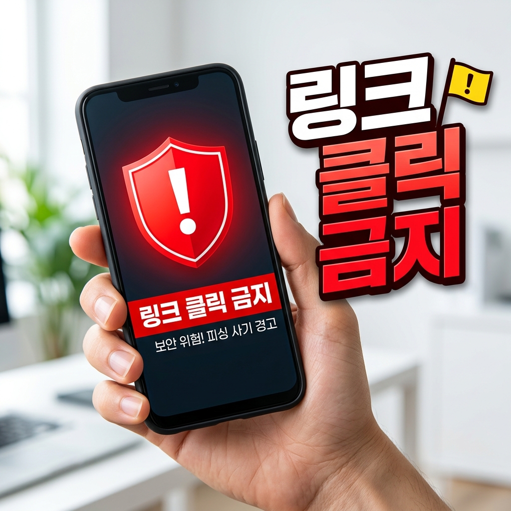 스마트폰에서 문자 속 URL의 도메인 부분을 확대해 진짜와 가짜를 구분하는 모습