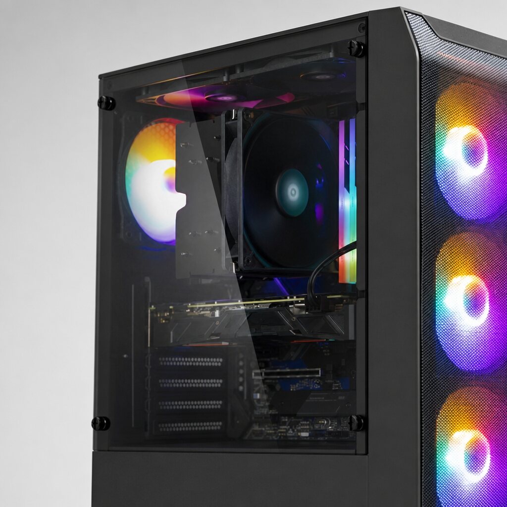 컴집 게이밍컴퓨터 GTA6 배틀그라운드 RTX 5060 R5-5600 케이스 디테일 컷