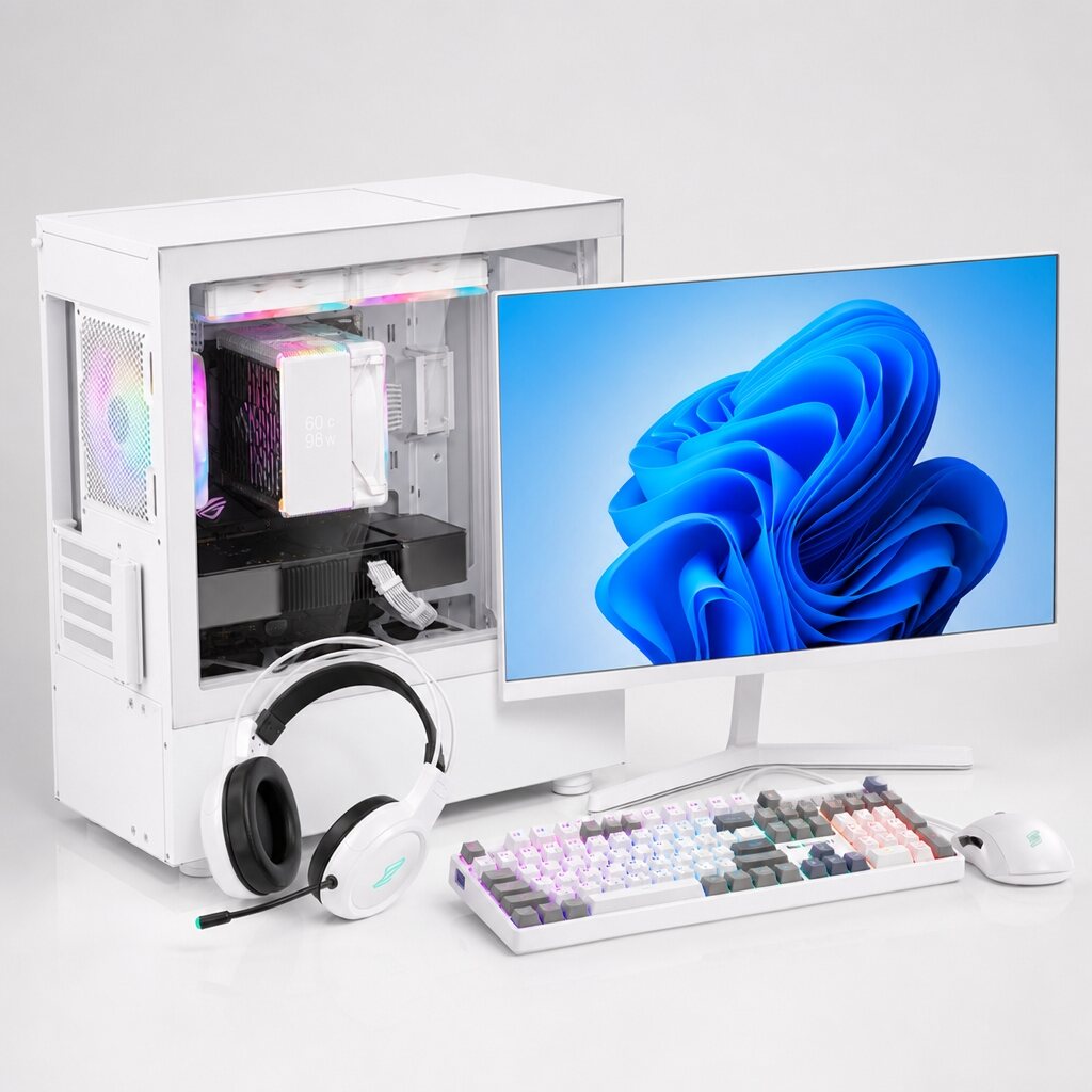 피씨오브플레이어 게이밍 조립PC 화이트 RTX 5060 Ti R7-780 케이스 디테일 컷