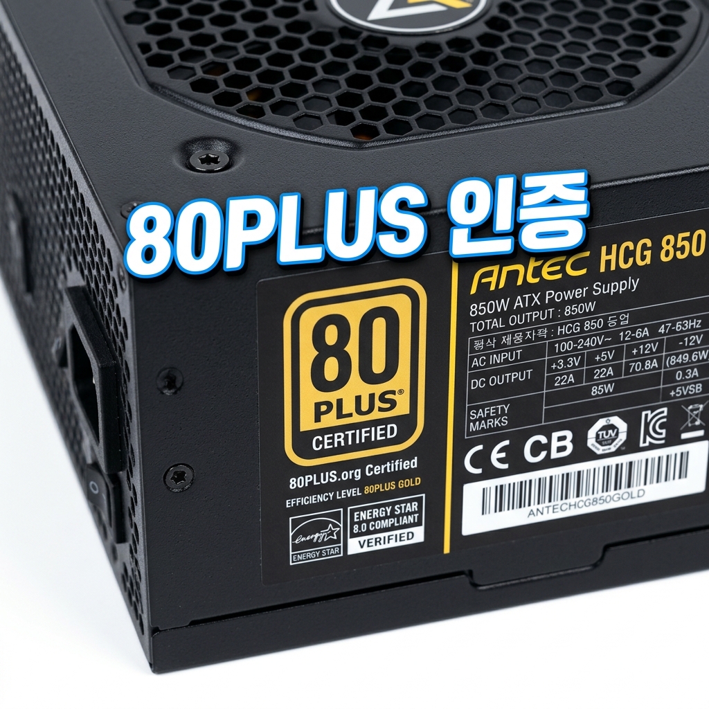 온라인 파워 계산기에 CPU·GPU·메모리·저장장치·팬 개수를 입력해 권장 파워 용량을 산출하는 화면