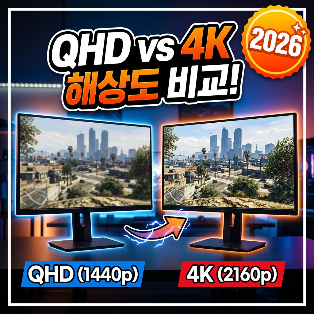 QHD vs 4K 모니터 차이와 선택 — 크기별 체감·필요 그래픽 성능·용도