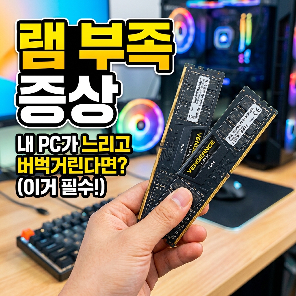 윈도우 작업 관리자 성능 탭에서 메모리 사용량과 커밋 수치를 확인하는 화면