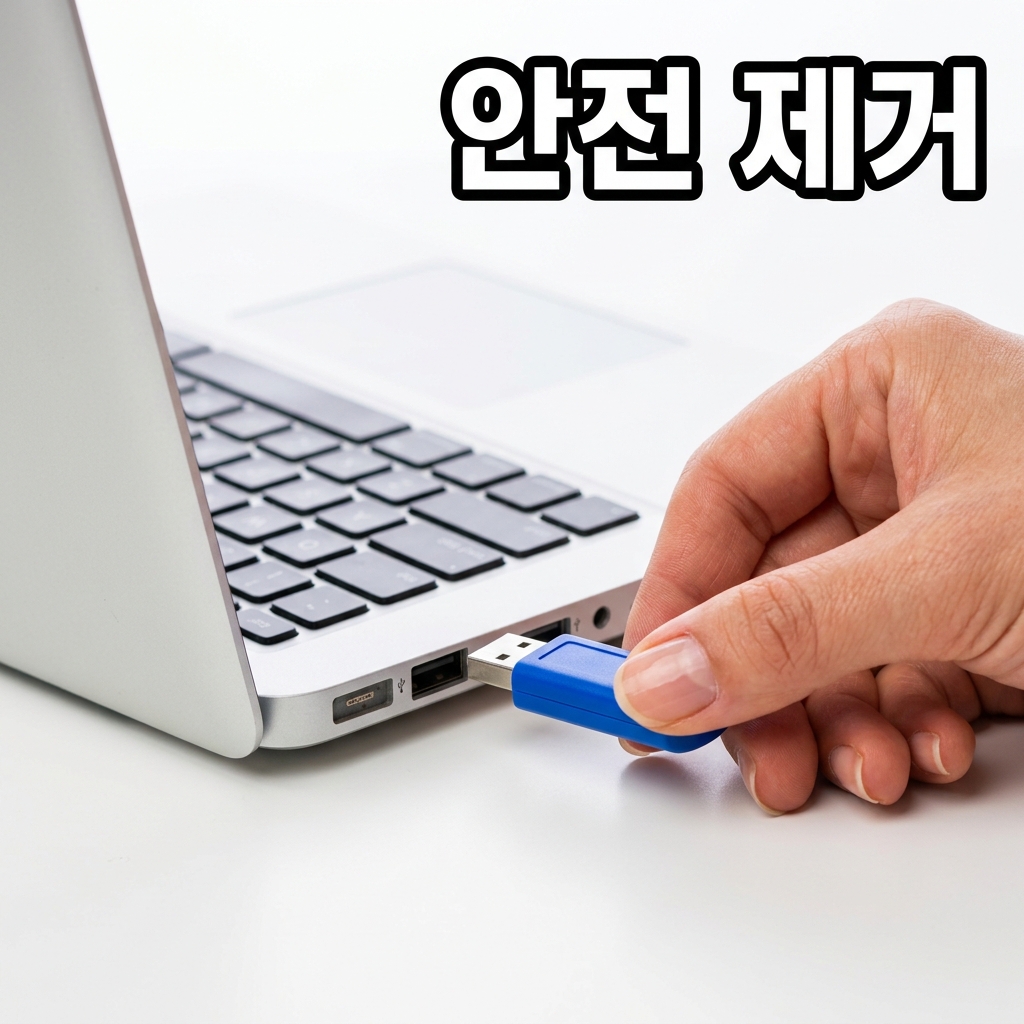 복사 완료 표시 후에도 쓰기 캐시에 데이터가 남아 USB로 기록되는 과정을 나타낸 개념도