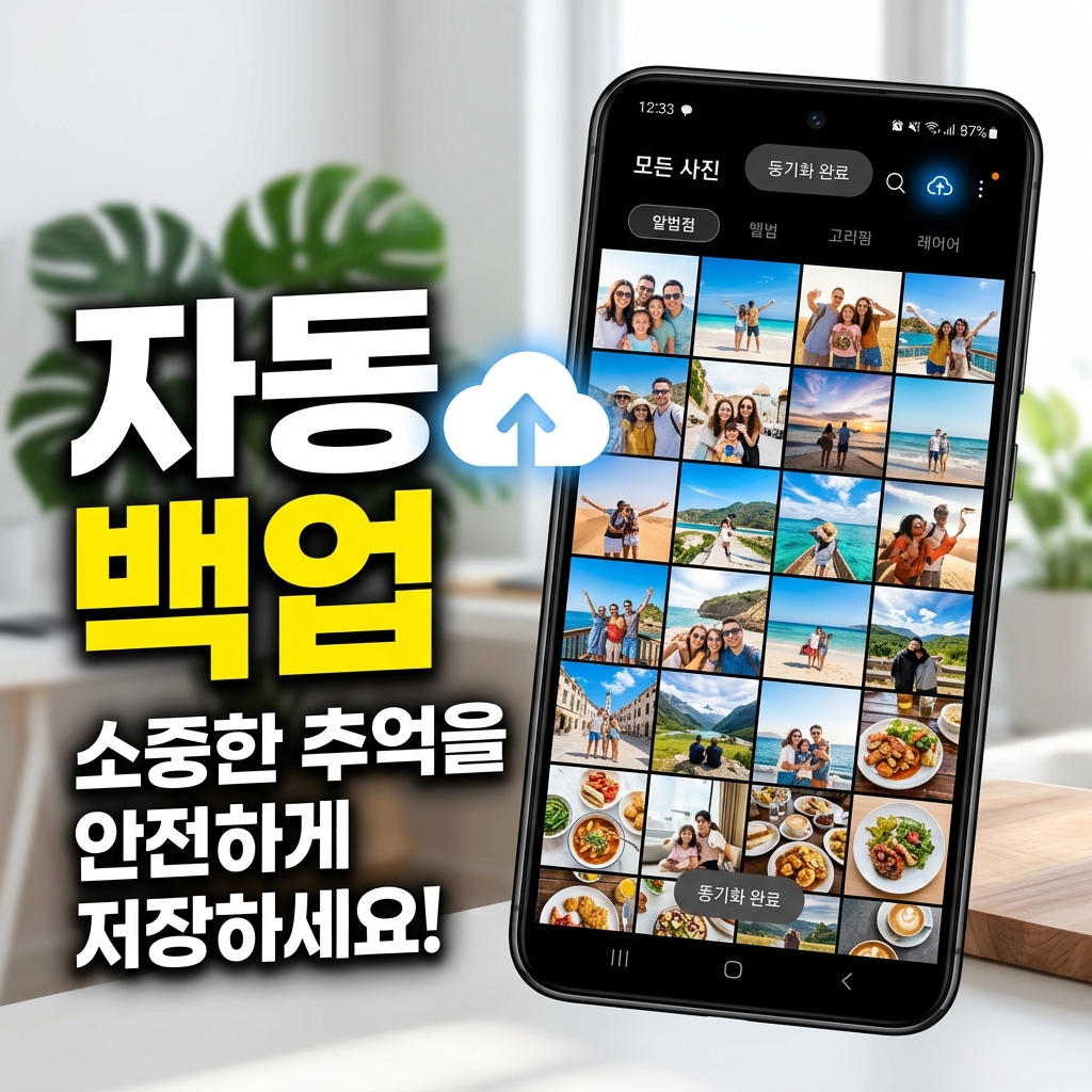 스마트폰 사진이 클라우드로 자동 백업되는 화면