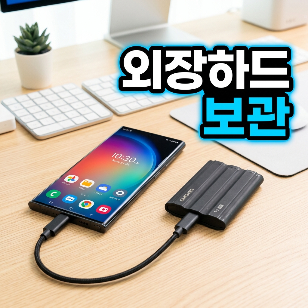 클라우드와 외장하드로 사진을 이중 백업하는 개념도