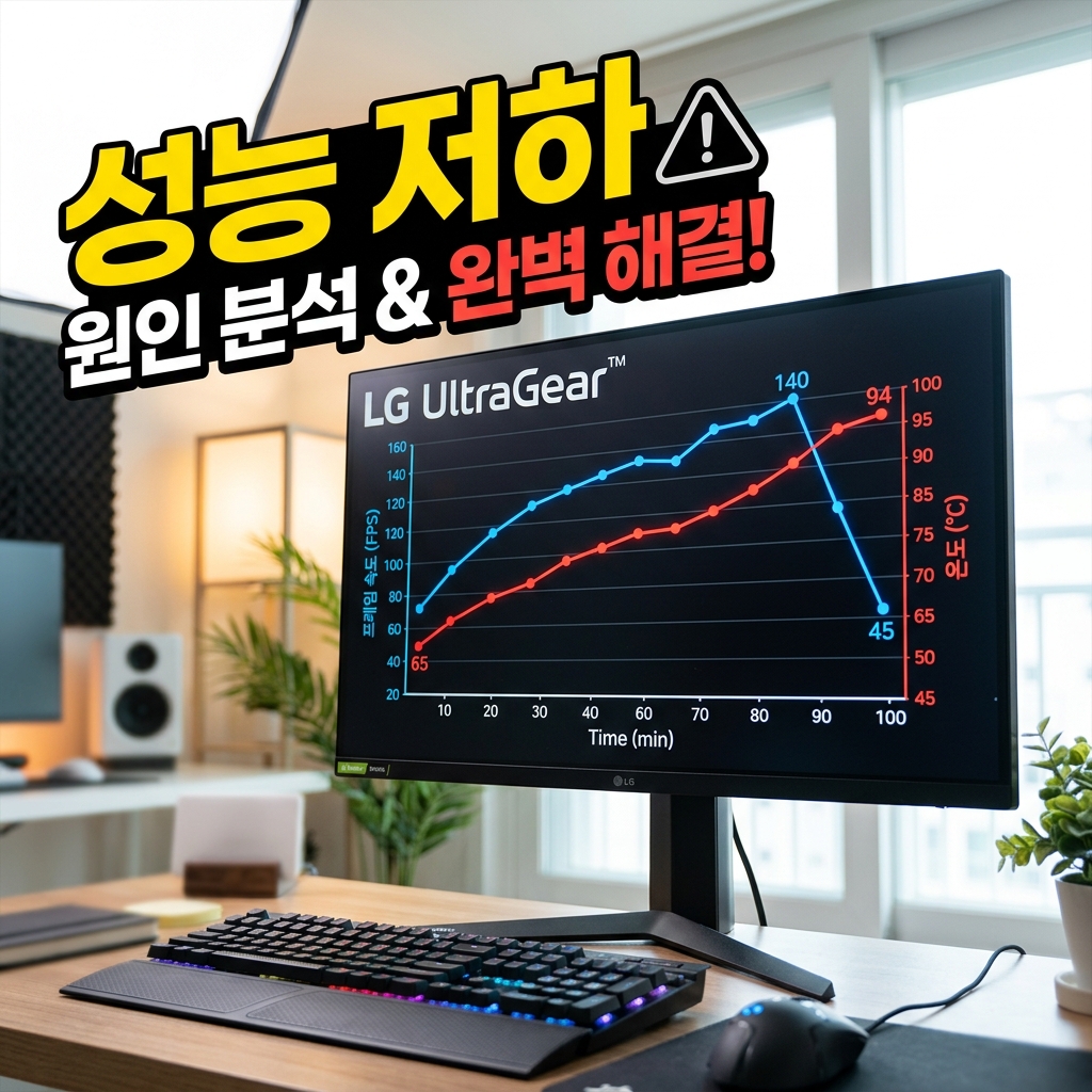 언더볼팅과 전력 제한 설정으로 전압을 낮춰 발열을 줄이는 개념을 보여주는 화면