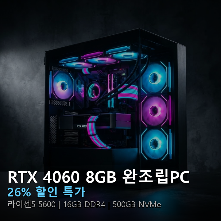 RTX 4060 8GB AMD 라이젠5 5600 완조립PC 썸네일