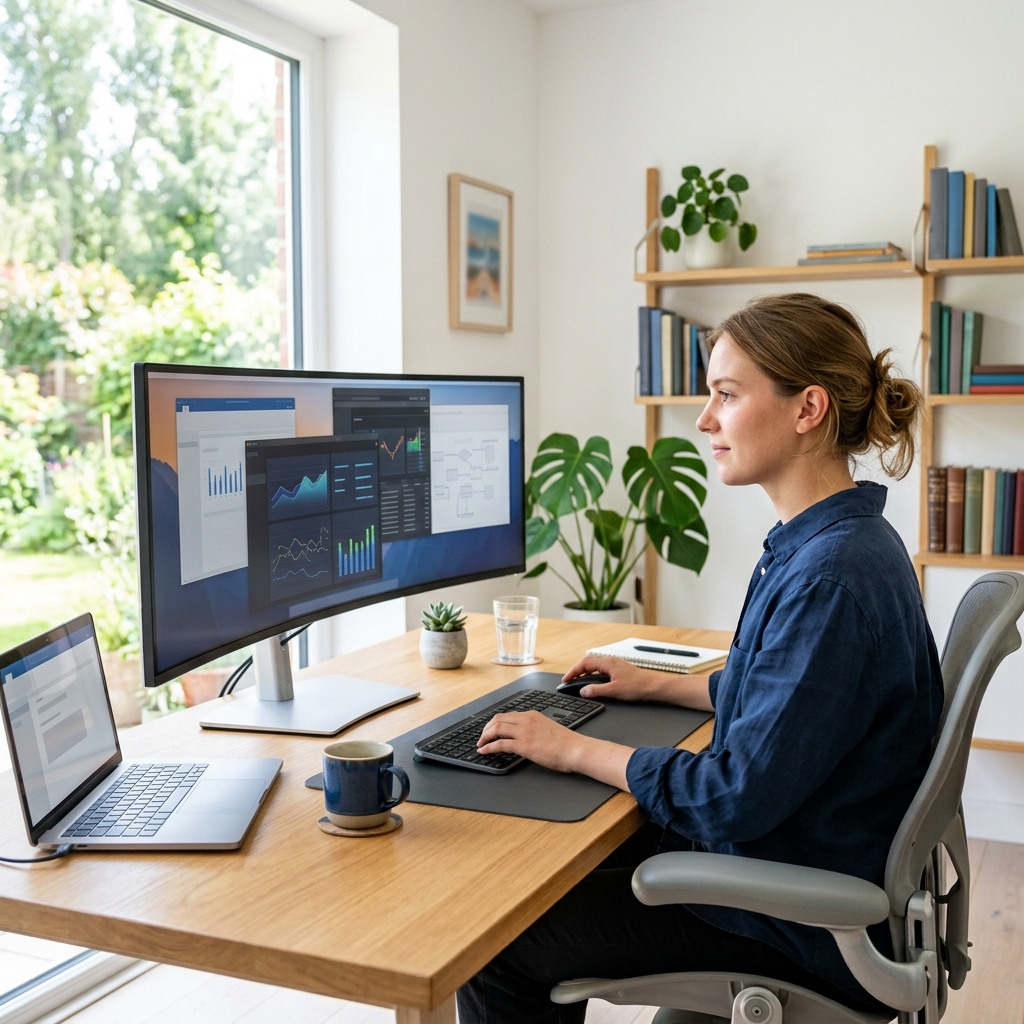 울트라와이드 모니터 뒷면의 DisplayPort, HDMI, USB-C 연결 단자