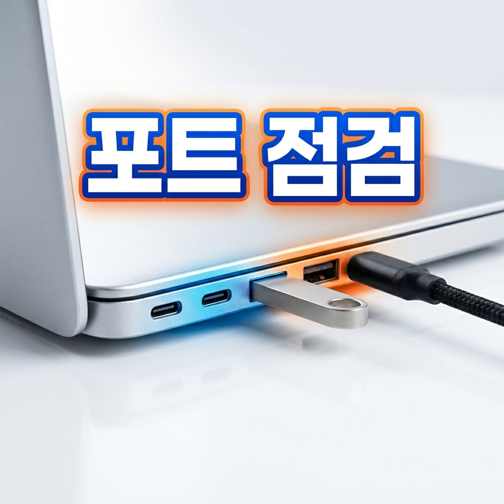 외장하드와 USB 케이블을 연결한 저장장치
