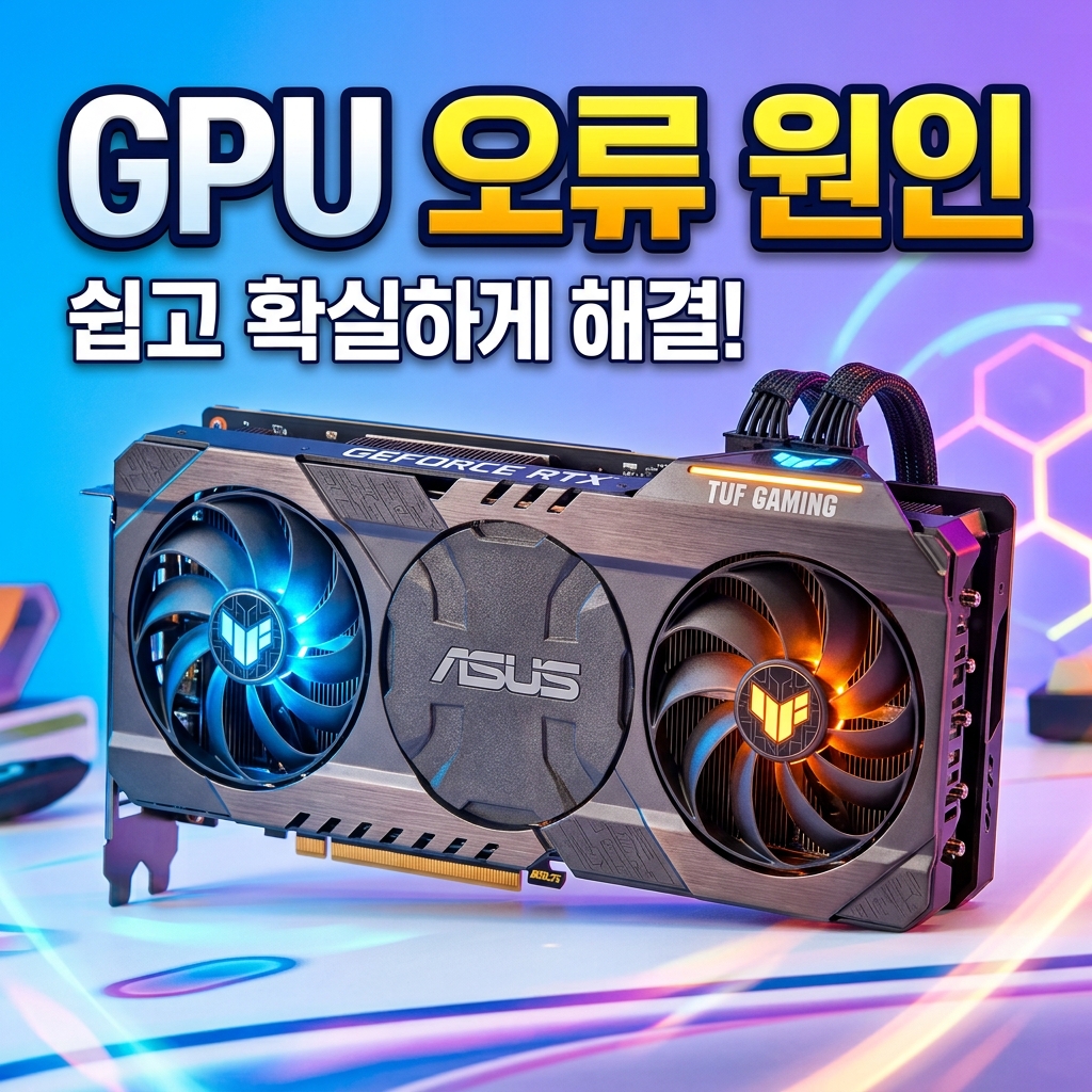 쿨링 팬이 달린 그래픽 카드 클로즈업으로 GPU 발열과 먼지 청소를 상징하는 이미지