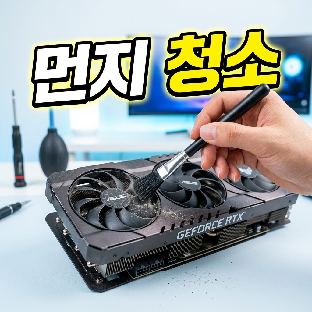 데스크톱에 장착된 그래픽 카드의 모습으로 그래픽 드라이버 클린 설치를 상징하는 이미지