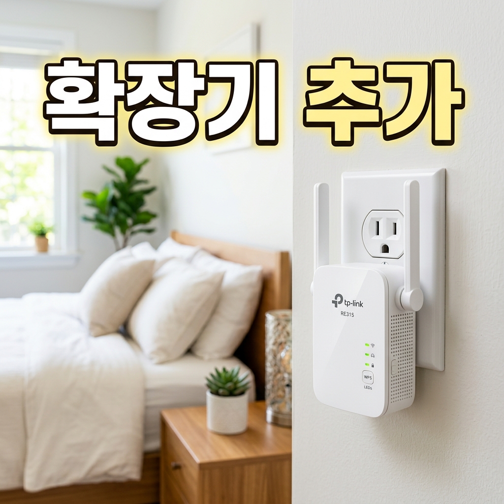 멀리 떨어진 방까지 랜선으로 연결한 메시 노드를 AP 모드로 설정한 유선 백홀 구성도