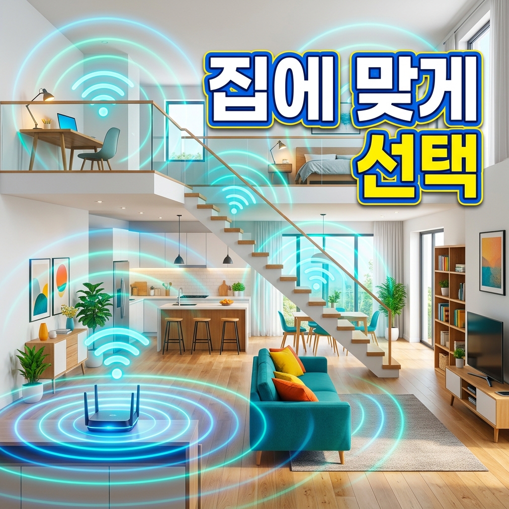 원룸은 확장기, 30평대 아파트는 메시, 복층 주택은 유선 백홀 메시로 권장하는 집 크기별 선택 도표