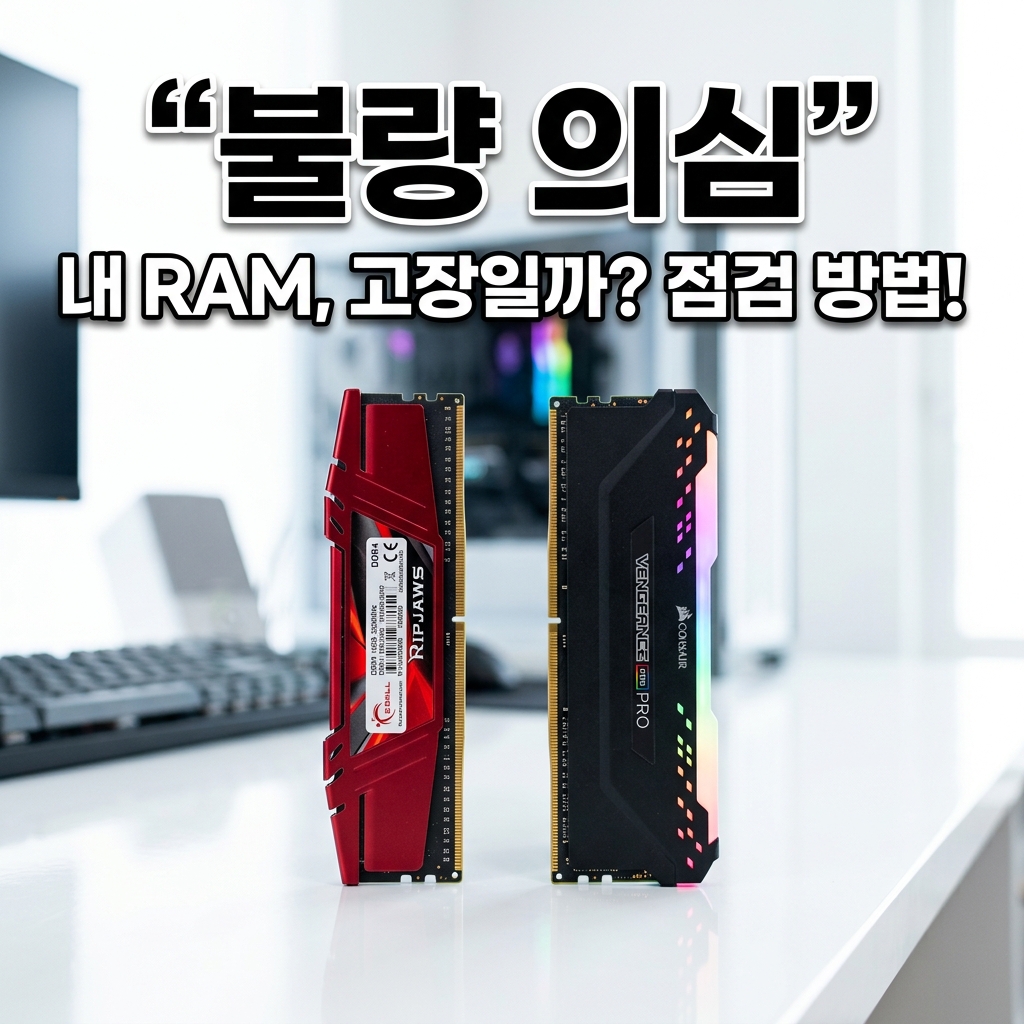 윈도우 메모리 진단 도구가 재부팅 후 파란 화면에서 메모리를 검사하며 진행률을 표시하는 모습