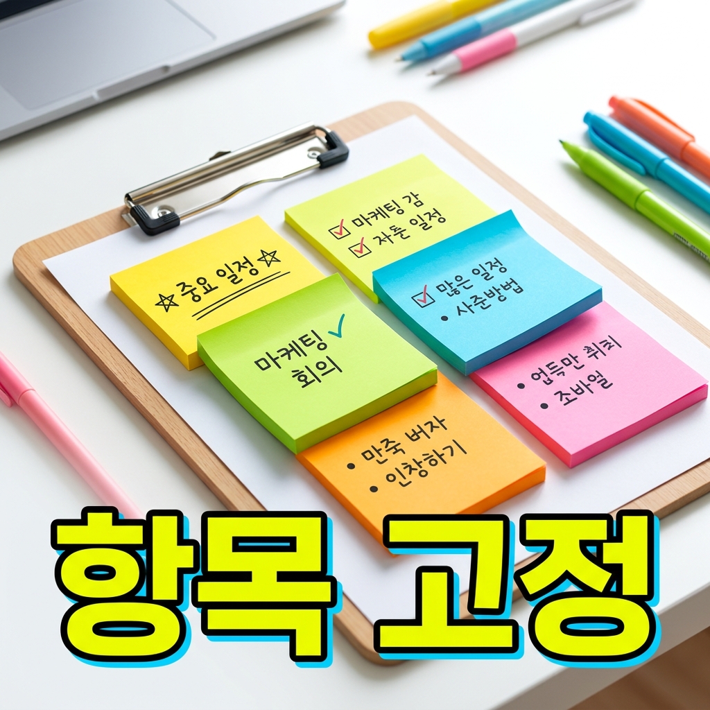Win+V로 열린 클립보드 기록 목록에서 특정 항목을 고정(핀)하는 메뉴 화면