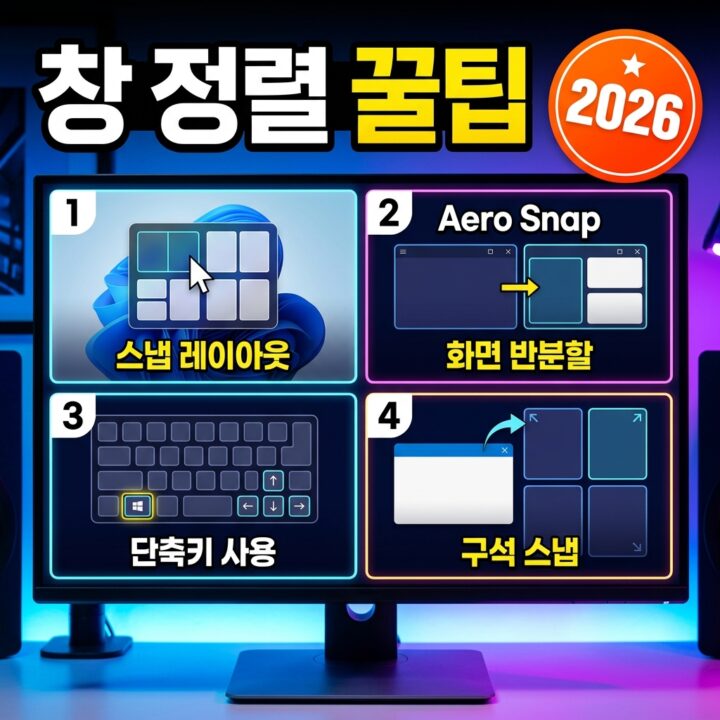 윈도우11 스냅 레이아웃 완벽 활용 — Win+Z·마우스 오버·스냅 그룹·다중 모니터·설정까지 창 정렬 총정리